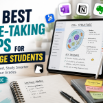 Best note taking apps for college students in 2026 with Microsoft OneNote, Notion, Goodnotes, and Evernote.