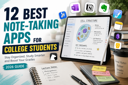Best note taking apps for college students in 2026 with Microsoft OneNote, Notion, Goodnotes, and Evernote.