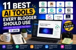 Best AI tools for bloggers in 2026 featuring ChatGPT, Claude, Gemini, Surfer SEO, Canva AI, and Grammarly.